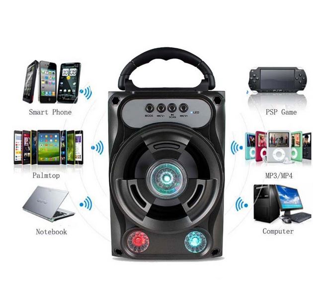 CASSA PORTATILE CON RADIO FM SD USB BLUETOOTH MP3 SMARTPHONE SPEAKER LED VIVAVOC