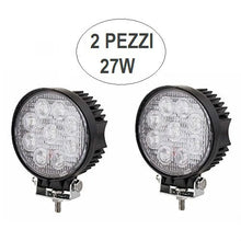 Kit 2 Pezzi Faro Faretto 27w Fari 27 Watt 9 Led 12v Auto Per Lavoro Barca Jeep