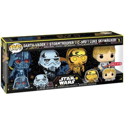 Funko Pop ! Star Wars -  Darth Vader - Stormtrooper - C-3Po - Luke Skywalker 4Pk