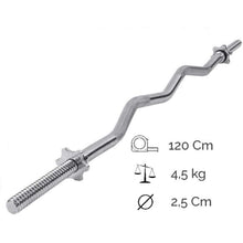 HB Bilanciere Curl 120Cm Ø25MM Acciaio Manubrio Barra Curva Bodybuilding 1,20M