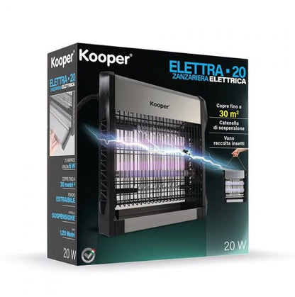 Kooper Zanzariera Elettrica 20W Led Uv Ufficio Casa Campeggio Trappola Zanzare