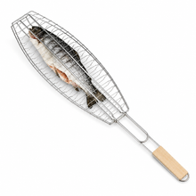 Griglia per Pesce da Barbecue 40x70x14 Cm Inossidabile con Manico Grigliata BBQ