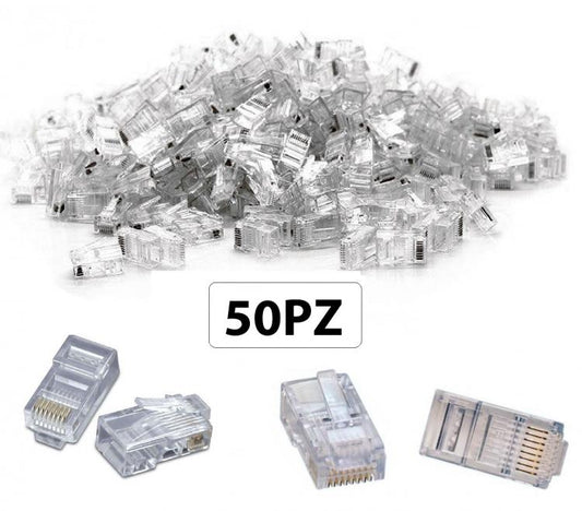 50 PEZZI CONNETTORE LAN CAT5 8 POLI CAVO ETHERNET PLUG LAN RJ45 NETWORK INTERNET