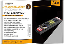 ALIMENTATORE SLIM STABILIZZATO 24V 200W SWITCH TRASFORMATORE 8.3MHA TELECAMERE