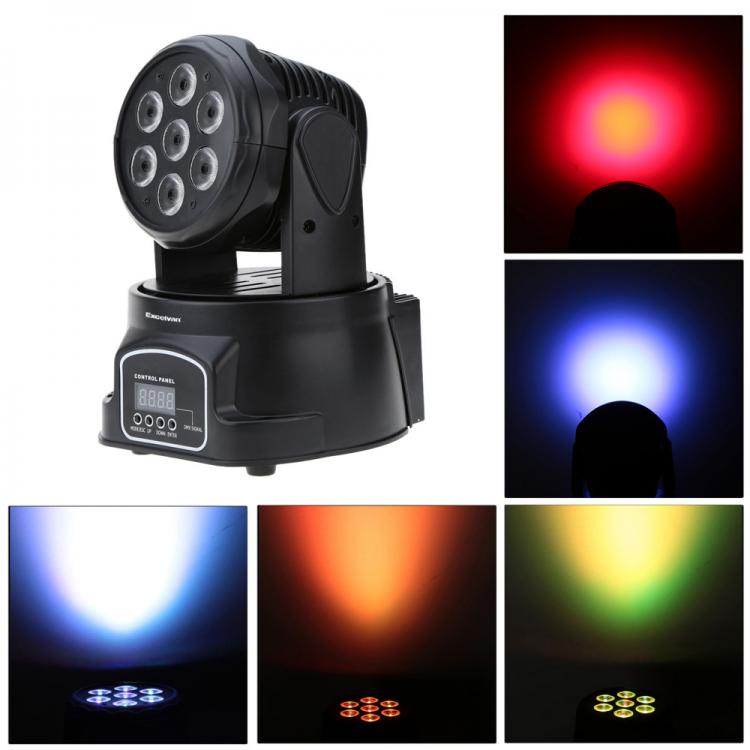 Testa Mobile Rotante Faro Disco Dj Par Led Rgbw 80W Dmx Wash Proiettore Programm