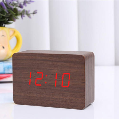 Orologio Sveglia In Legno Cubo A Led Temperatura Display Allarme Casa Clock