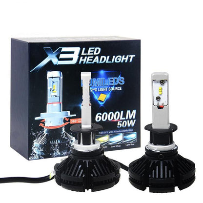 COPPIA LAMPADE X3 LED HEADLIGHT H1 LED CREE 6500K 6000 LUMEN 12V XENON FARI AUTO
