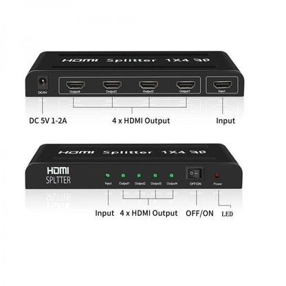 Splitter Hdmi 1.4 1080P 3D 4K Full Hd 4 Uscite Alta Risoluzione - Dvd Tv Ps4 Pc
