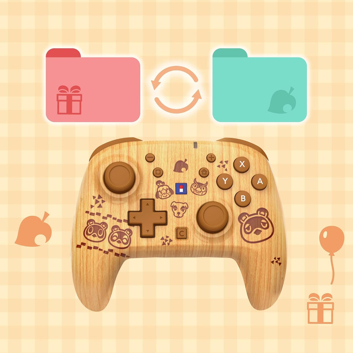 HORI - Wireless HORIPAD Turbo - Animal Crossing (Noce)  Controller da Gaming Senza Fili per Nintendo Switch 2 Funziona anche con Nintendo Switch/Oled/Lite (Copia)