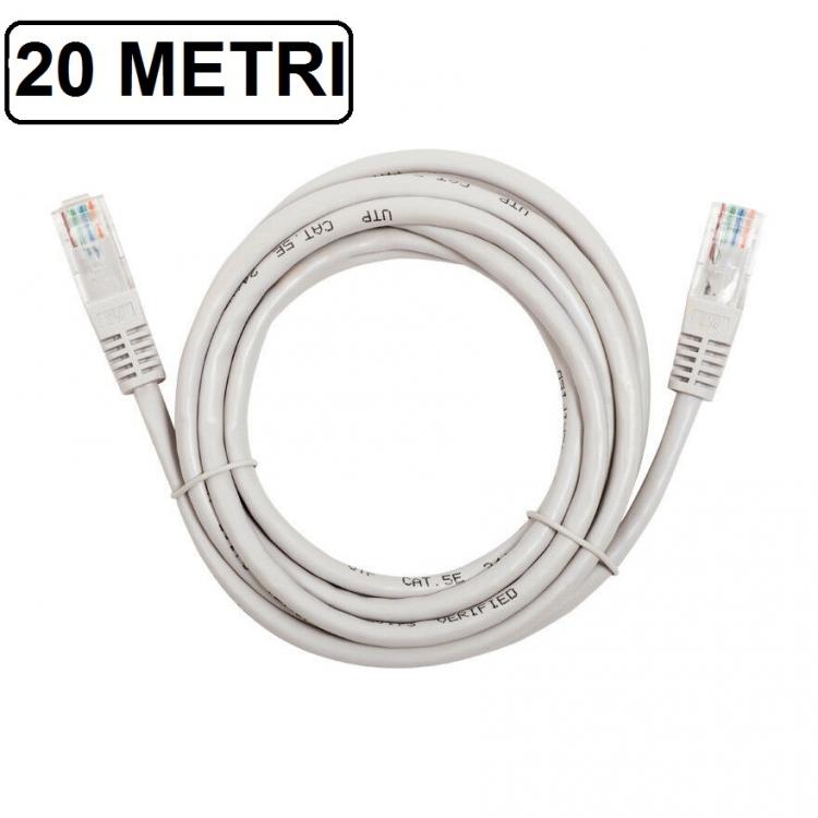 CAVO ETHERNET DI RETE LAN INTERNET RJ45 CAT5 20 METRI MODEM ROUTER FILO COMPUTER