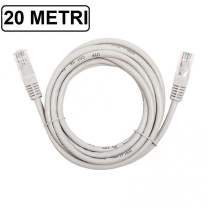 CAVO ETHERNET DI RETE LAN INTERNET RJ45 CAT5 20 METRI MODEM ROUTER FILO COMPUTER