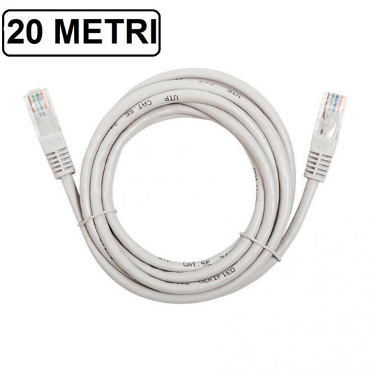 CAVO ETHERNET DI RETE LAN INTERNET RJ45 CAT5 20 METRI MODEM ROUTER FILO COMPUTER
