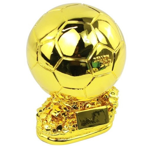 Trofeo Sportivo Oro Coppa (Pallone D'Oro) 20cm in Resina Dorata idea Regalo per Premiazioni Tornei Calcio, Calcetto, Capocannoniere, Miglior Marcatore Bomber Tifosi ecc