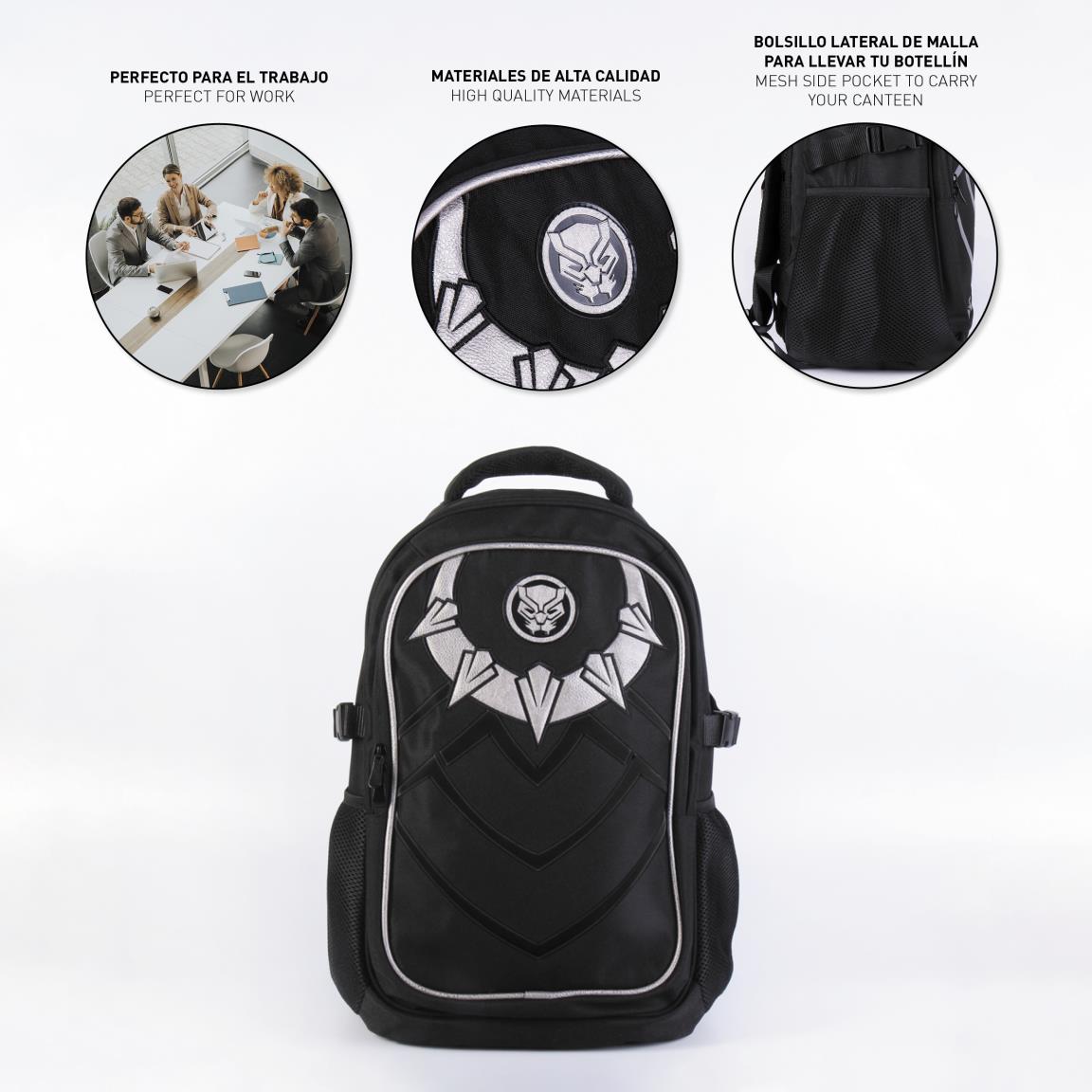 Zaino Marvel Avengers (Black Panther) Zainetto per Laptop Computer e Organizer interno con rete laterale Manici imbottiti ed ergonomici - Licenza ufficiale - da Ufficio, Viaggio Scuola - Uomo Adulti e Ragazzi