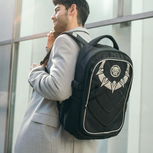 Zaino Marvel Avengers (Black Panther) Zainetto per Laptop Computer e Organizer interno con rete laterale Manici imbottiti ed ergonomici - Licenza ufficiale - da Ufficio, Viaggio Scuola - Uomo Adulti e Ragazzi