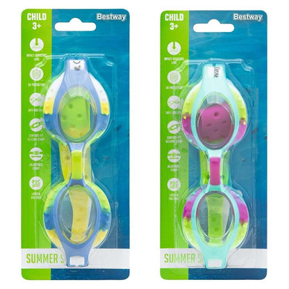 BESTWAY OCCHIALINI DA NUOTO PER BAMBINI HYDRO-SWIM SUMMER SWIRL 3+ ANNI 21099