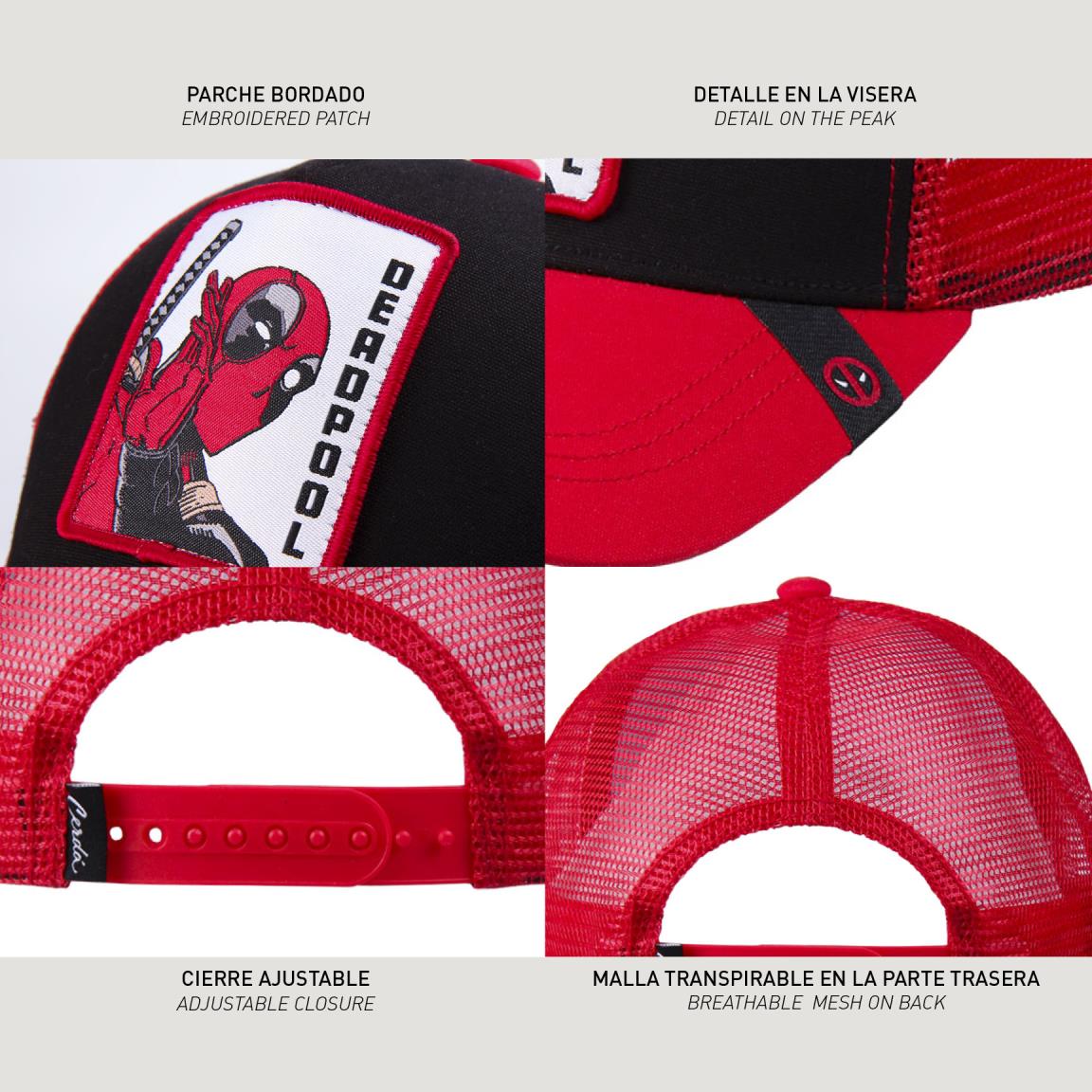Cerdà - Marvel - Deadpool Ufficiale - Berretto Strapback Cappello Trucker con Visiera Curva Stile Baseball Cap
