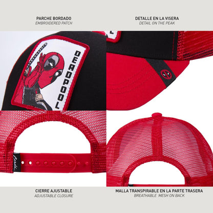 Cerdà - Marvel - Deadpool Ufficiale - Berretto Strapback Cappello Trucker con Visiera Curva Stile Baseball Cap