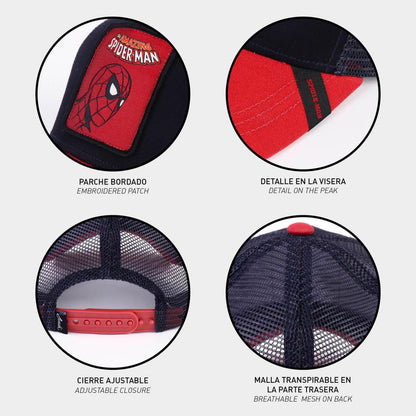 Cerdà - Marvel - Spiderman Ufficiale - Berretto Strapback Cappello Trucker con Visiera Curva Stile Baseball Cap
