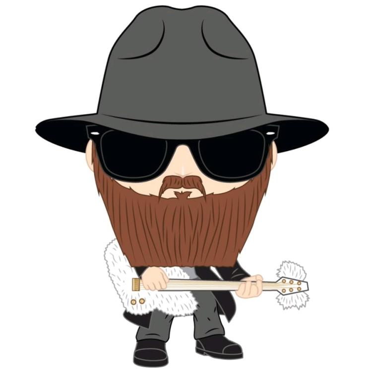 Funko Pop ! Rocks - Zz Top (164) Billy Gibbons Flocked Vinyl Figure 9Cm Statua