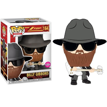Funko Pop ! Rocks - Zz Top (164) Billy Gibbons Flocked Vinyl Figure 9Cm Statua