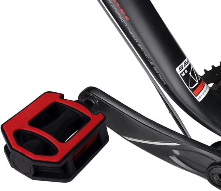 COPPIA PEDALI BICI BICICLETTA MTB CITY UNIVERSALI RIFLETTORI ANTISCIVOLO ROSSO