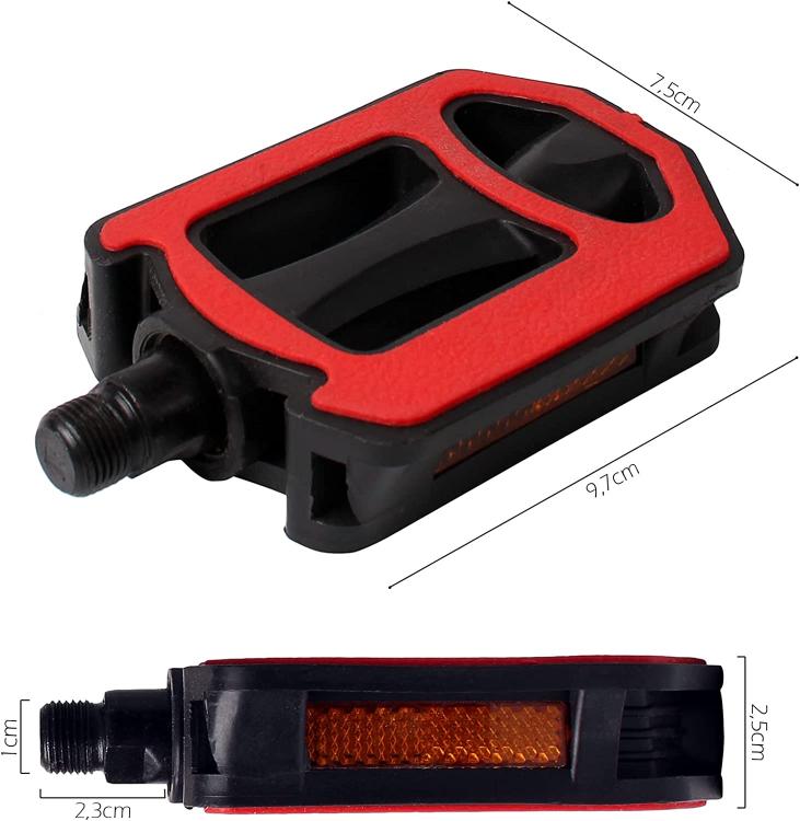 COPPIA PEDALI BICI BICICLETTA MTB CITY UNIVERSALI RIFLETTORI ANTISCIVOLO ROSSO