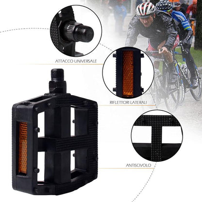COPPIA PEDALI BICI BICICLETTA CITY MTB UNIVERSALI RIFLETTORI ANTISCIVOLO NERO