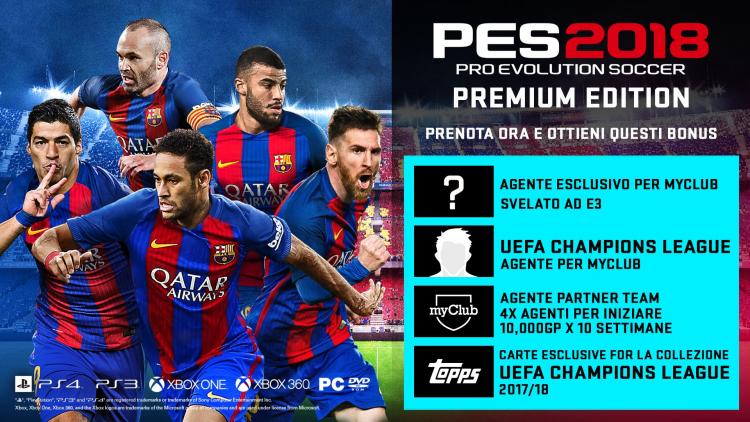 Videogioco Pes 2018 Premium Edition Ps4 Italiano Pro Evolution Soccer 2018 Eu