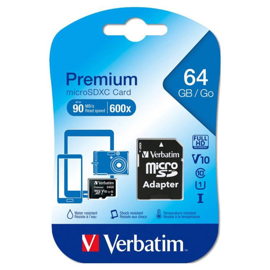 Verbatim Premium Microsdhc Card 64 Gb Micro Sd Memoria/Adattatore V10 Classe 10