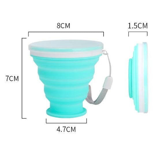 BICCHIERE IN SILICONE PIEGHEVOLE TELESCOPICO 200ml PER SCUOLA CAMPEGGIO TREKKING