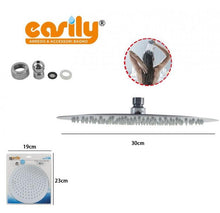 Soffione Doccia Bagno Acciaio Inox Design Ultra Slim Lucido Cromato 30Cm-Rotondo