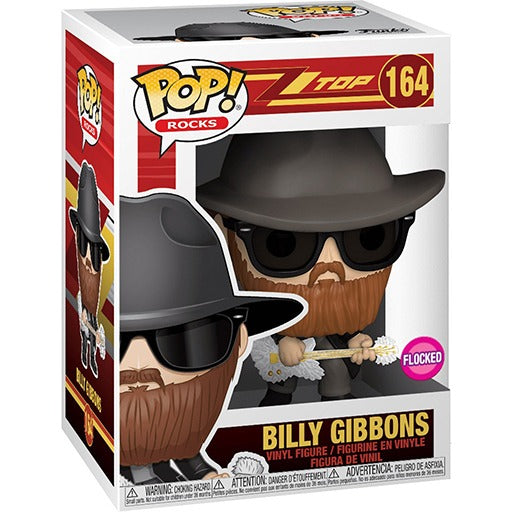 Funko Pop ! Rocks - Zz Top (164) Billy Gibbons Flocked Vinyl Figure 9Cm Statua