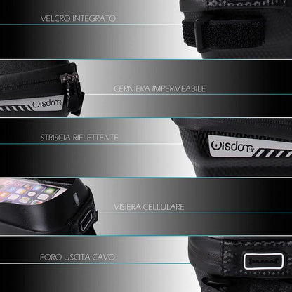 BORSA SUPPORTO PORTA CELLULARE SMARTPHONE FINO 15,5cm PER TELAIO BICI BICICLETTA