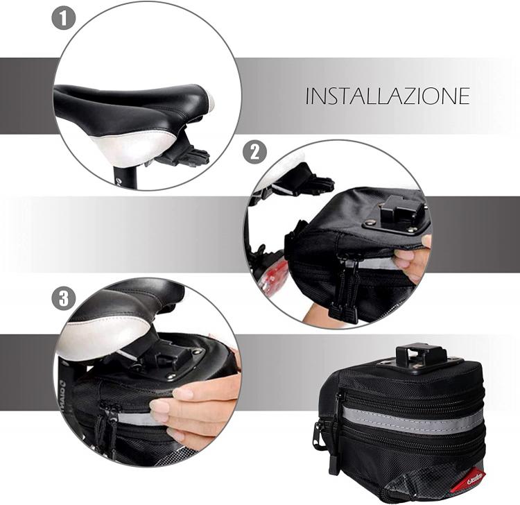 BORSA POSTERIORE PORTAOGGETTI BORSELLO SOTTO SELLA BICI E BICICLETTA ELETTRICA