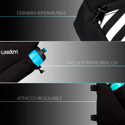 BORSA PORTAOGGETTI BICI TRIANGOLARE BORSELLO PORTA BORRACCIA TELAIO BICICLETTA