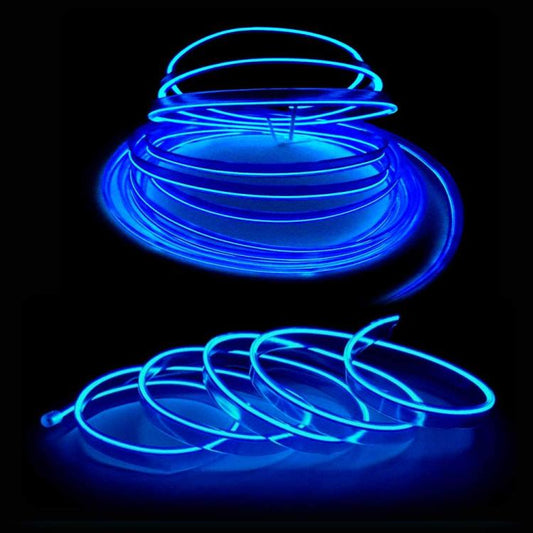 Striscia Led Fibra Ottica 12V Interni Auto Luce Decorativa Atmosfera (3M-Blu)