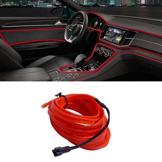 Striscia Led Fibra Ottica 12V Interni Auto Luce Decorativa Atmosfera (3M-Rossa)