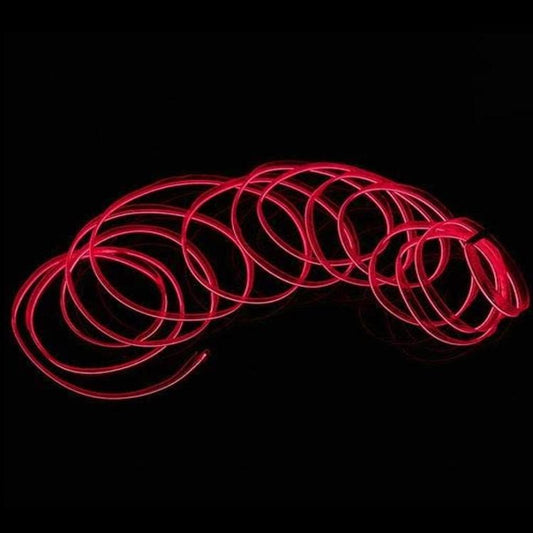 Striscia Led Fibra Ottica 12V Interni Auto Luce Decorativa Atmosfera (3M-Rossa)