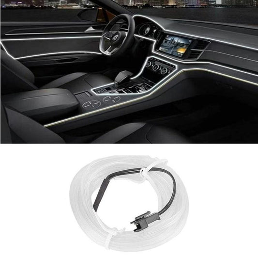 Striscia Led Fibra Ottica 12V Interni Auto Luce Decorativa Atmosfera (3M-Bianca)