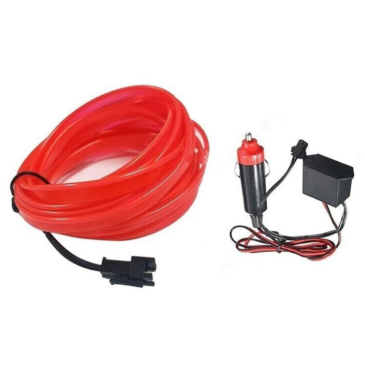Striscia Led Fibra Ottica 12V Interni Auto Luce Decorativa Atmosfera (3M-Rossa)