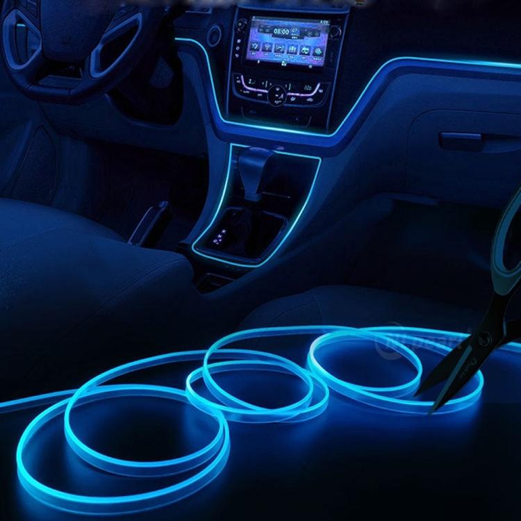 Striscia Led Fibra Ottica 12V Interni Auto Luce Decorativa Atmosfera (3M-Blu)