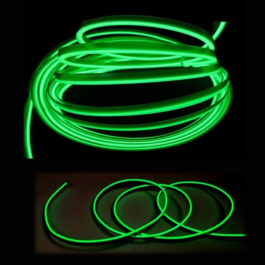 Striscia Led Fibra Ottica 12V Interni Auto Luce Decorativa Atmosfera (3M-Verde)