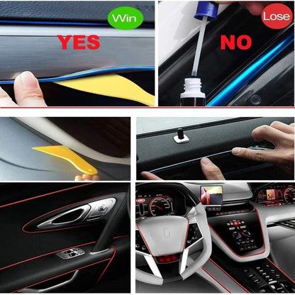 Striscia Led Fibra Ottica 12V Interni Auto Luce Decorativa Atmosfera (3M-Rossa)