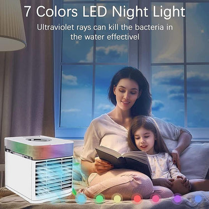 Mini Condizionatore Portatile Ventilatore Umidificatore Ad Acqua Ghiaccio 7 Led