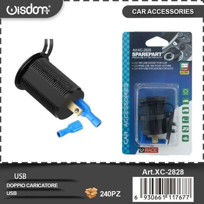 CARICABATTERIE ACCENDISIGARI UNIVERSALE CARICATORE AUTO 2 PORTE USB 12V/24V 36W