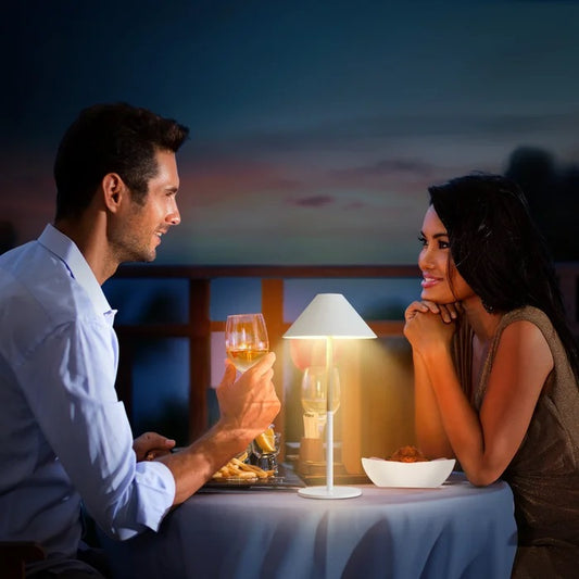 Lampada Da Tavolo Led Controllo Soft Touch Ricaricabile Hotel Ristorante Grigia