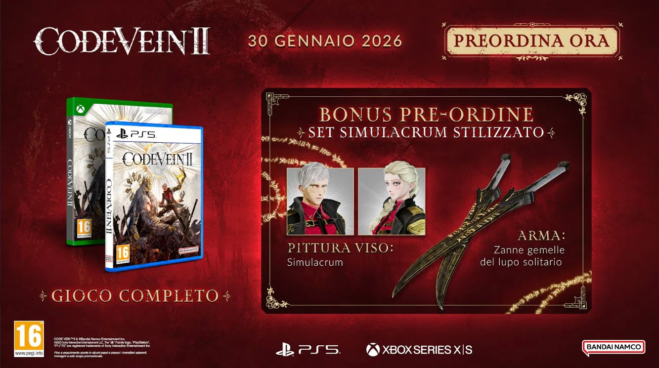 Code Vein II 2 Ps5 Videogioco Eu Italiano Gioco Playstation 5 Bandai Nuovo