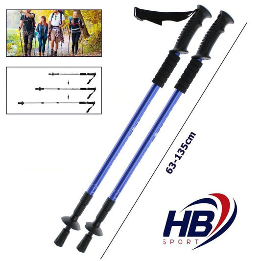 COPPIA 2pz BASTONI DA TREKKING TELESCOPICO REGOLABILE ESCURSIONI PASSEGO BLU