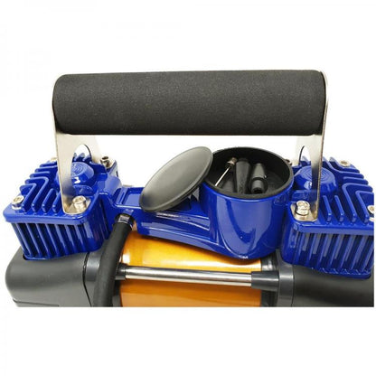 COMPRESSORE ROYCE 2 CILINDRI 12V 85L PORTATILE 150psi GOMME DA AUTO FURGONE MOTO